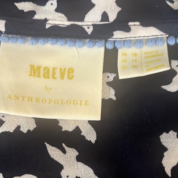 Maeve for Anthropologie Austin Wide Collar Short Sleeve Top Size 14 - Picture 6 of 6